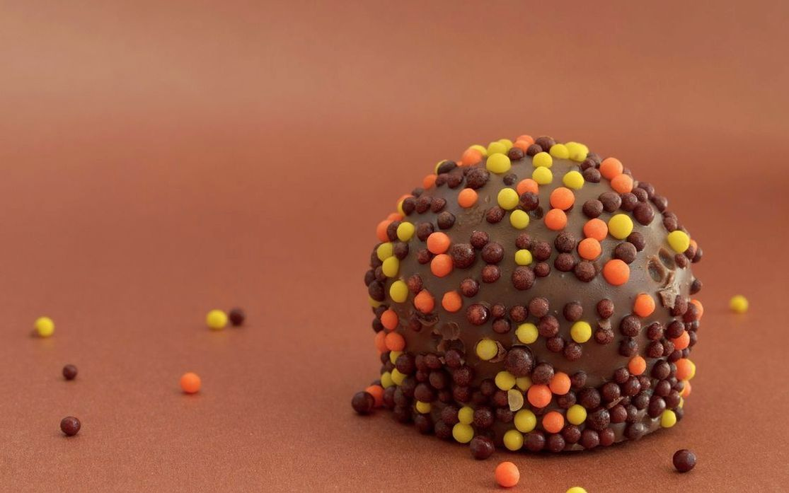 Dark chocolate truffles dusted with cocoa powder